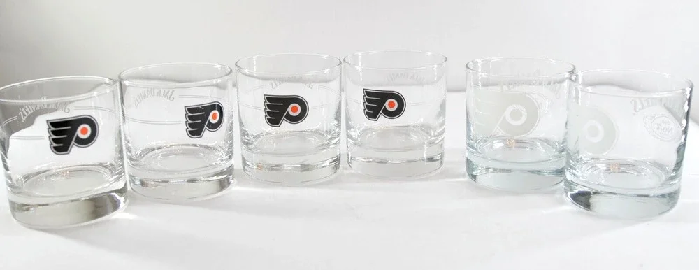 Whiskey Glass 6 Philadelphia Flyers Lowball Rocks Tumbler Jack Daniels
